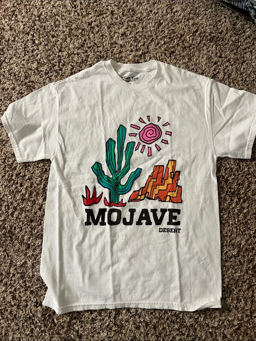 Junk Food Clothing Mojave Desert Graphic Tee - White with Green, Pink, Orange